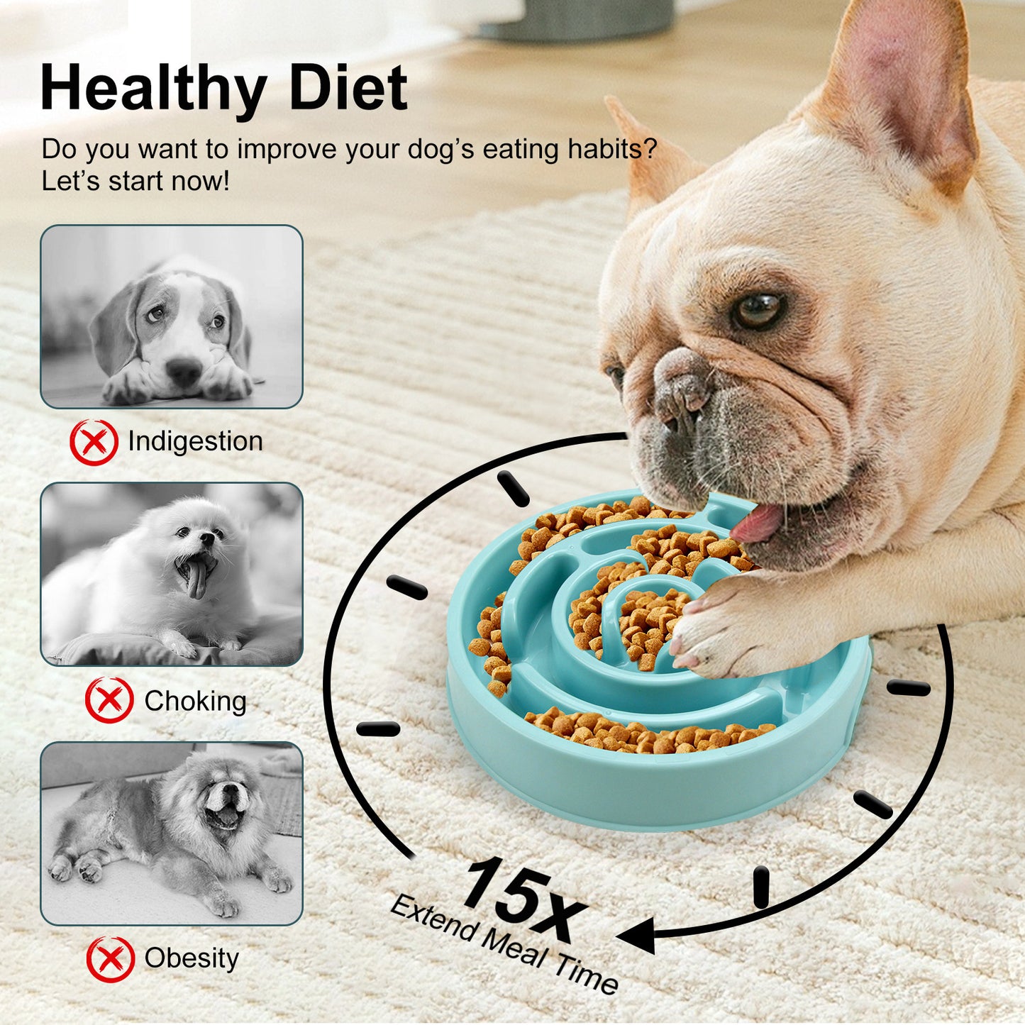 Slow Feeder Dog Bowl, Dog Feeder Bowl, For Healthy Eating Puppy Slow Feeder Bowl